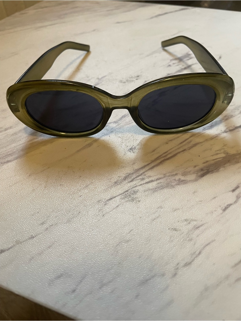 Olive Green Oval Women's Sunglasses - Unbranded